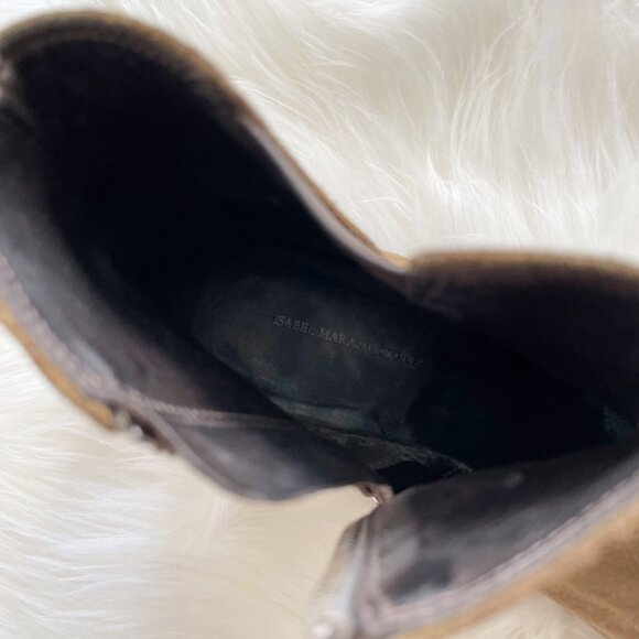 Isabel Marant Étoile Tan Taupe Patsha Hey Jude Suede Side Zip Ankle Boots - Picture 8 of 8